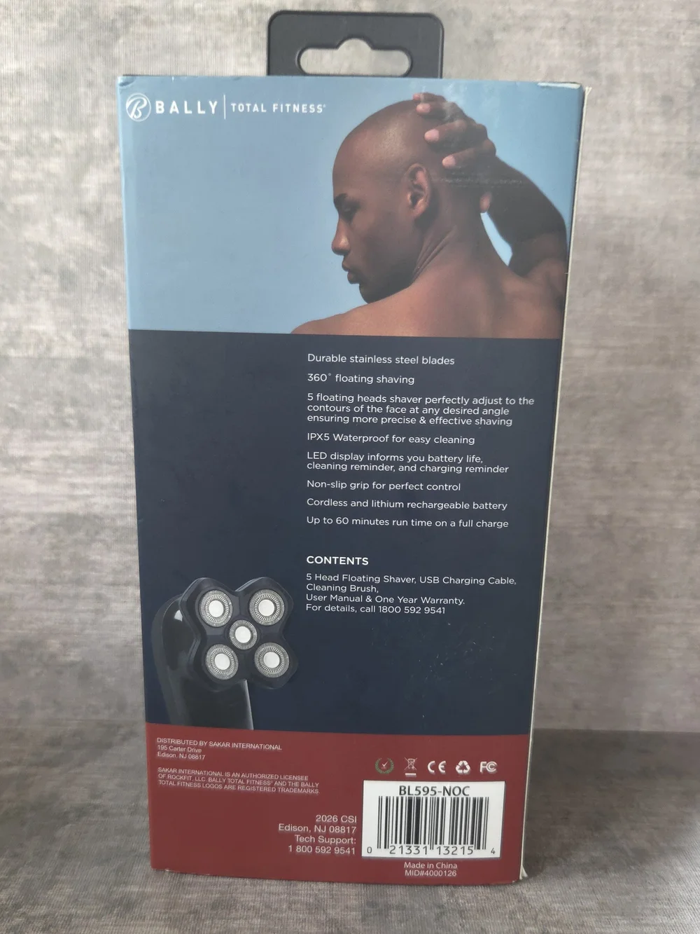 Bally Men’s Electric Shaver Packaging in Blue, Black and Red